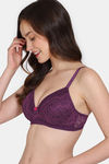 Zivame Primrose Padded Non Wired 3/4th Coverage Lace Bra - Dark Purple — thumbnail 4